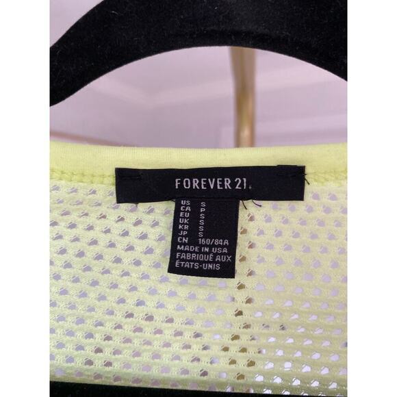Forever 21 Mesh Shirt Neon Yellow Sheer Y2K Streetwear 90s Summer Boho Festival - Picture 4 of 4